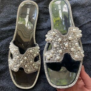 Steve Madden Black and Crystal Sandals
